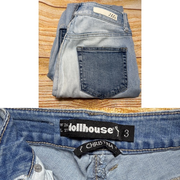 Dollhouse Christina Raw Hem Two-Tone Jeans Size 3 - Picture 2 of 5